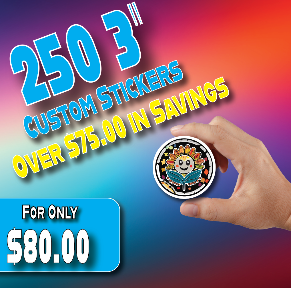 250 3" Custom Die Cut Stickers