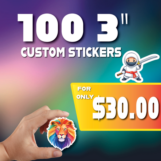 100 3" Custom Die Cut Stickers