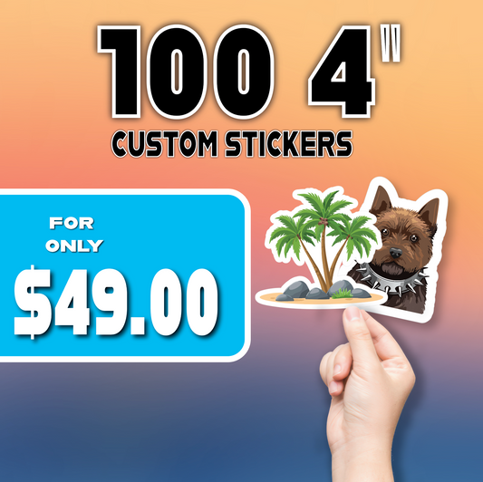 100 4" Custom Die Cut Stickers