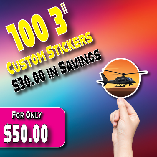 100 3" Custom Die Cut Stickers